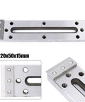 Heavy Duty Stainless Steel Wire Edm Fixture Board With Tough Precision Clamp Jig For Solid Machine Shop Layout Alignment Leveling And Secure Workholding Setup Rig, size 220x50x15mm, top view showing precision clamp and holes.