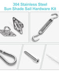 Heavy Duty Stainless Steel Sun Shade Sail Hardware Kit For Garden And Patio, screws and turnbuckles for triangle and square sails.