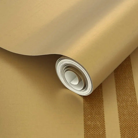 Snazzy Farmhouse Stripe Gold Metallic Wallpaper For Living Rooms Featuring Durable Fibrous Finish With Eco Friendly Paste The Wall Setup roll close-up, showing gold texture.
