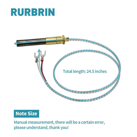 Front view of RURBRIN 2-pack 24-inch 750 mV thermopile generator with braided blue-sleeve wire