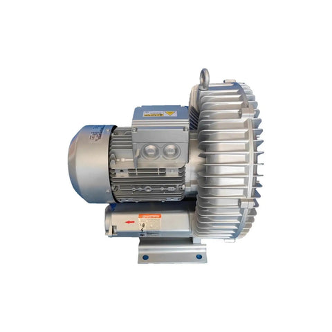 Tough Built 4Hp Side Channel Blower And Heavy Duty Vacuum Pump With High Air Flow For Cnc Routers featuring silver motor and fins.