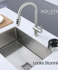 No Fuss Two In One Sink Glass Rinser Stainless Steel Cup Washer with a modern faucet and basin design.