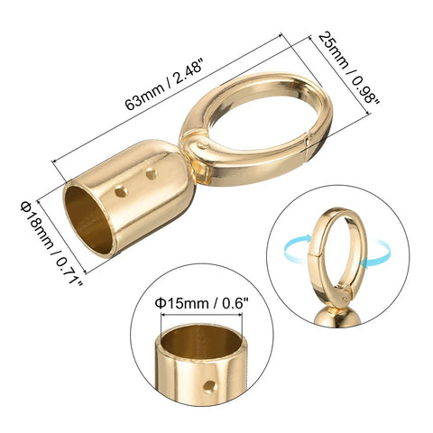 Gold Cord End Cap Set Of 8 For Tassel Jewelry Making And Bag Strap DIY 63x25mm End Caps With 15mm Hole And 18mm Outer Dia