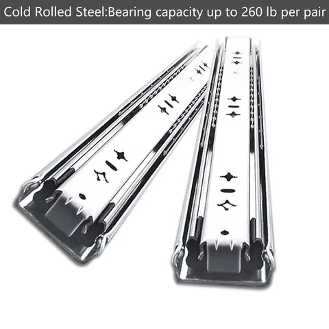 Beefy Heavy Duty Drawer Slides With Screws, Full Extension 3 Fold Ball Bearing Stainless Steel Rails, 36 Inch Length