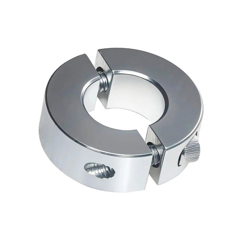 4-Pack Shaft Collars With 1/2 Inch Bore Zinc Plated Carbon Steel Double Split Clamp On Design For 1-1/8 Inch Shafts 13/32 Inch Thick Easy Install Includes M4 Set Screws