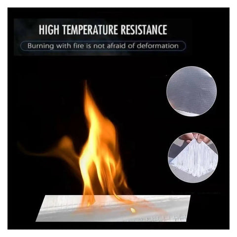 Image of Heavy Duty Butyl Rubber Tape Waterproof Seal For Indoor Outdoor Repairs Quick Fix For Wall Cracks Roof Ducts High And Low Temperature Resistant Adhesive 10cm By 5m showing high temperature resistance with fire and detailed texture views.