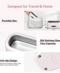 Upgraded 48KHz Ultrasonic Jewelry Cleaner Machine With 304 Stainless Steel Tank For Rings, Pink Finish, compact and portable design.