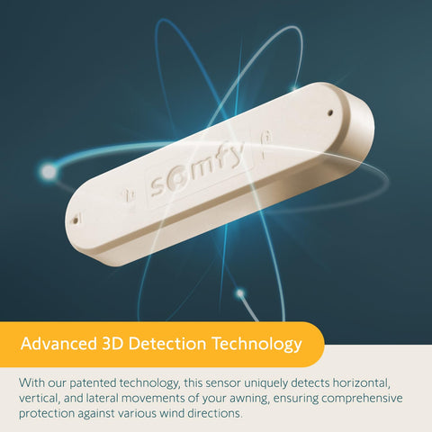 Eolis 3D WireFree RTS Wind Sensor for Awnings, Wireless Auto Retraction, Off White Finish with Advanced 3D Detection