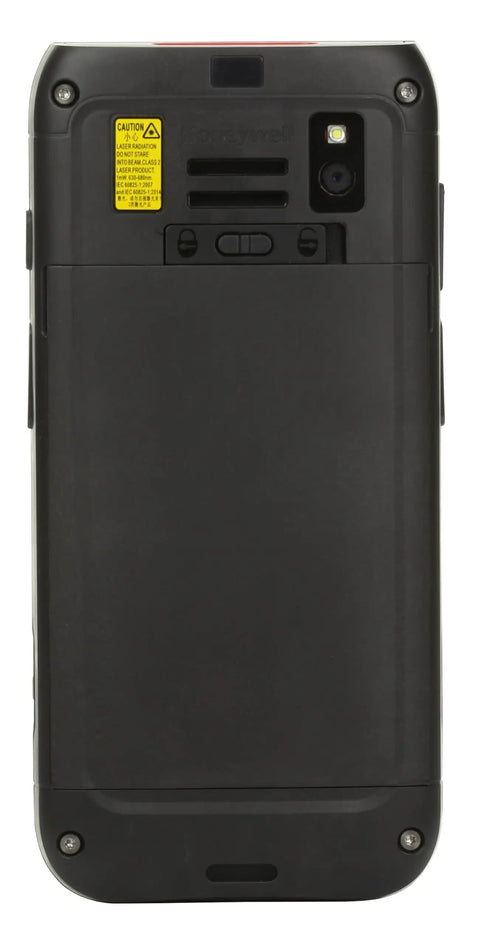 Back view of Heavy Duty Android PDA Handheld Mobile Computer Equipped With Rapid 2D Scanner And WiFi And WWAN NFC Reader And Camera.