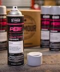 Professional Self Etching Weld Through Gray Primer For Metal Surfaces With Zinc Enhanced Coating canister on wooden surface.