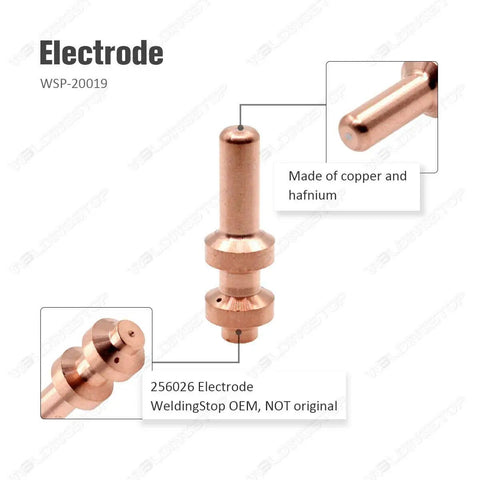 Close-up of 256026 copper and hafnium electrode for Pro Grade Electrode And Nozzle Kit For Spectrum 875 XT60 Plasma Cutter