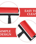 Close-up of red plastic roller from 3 Pack Slick Glide Plastic Ink Rollers For Printmaking And Diamond Art Projects, showing easy clean feature.
