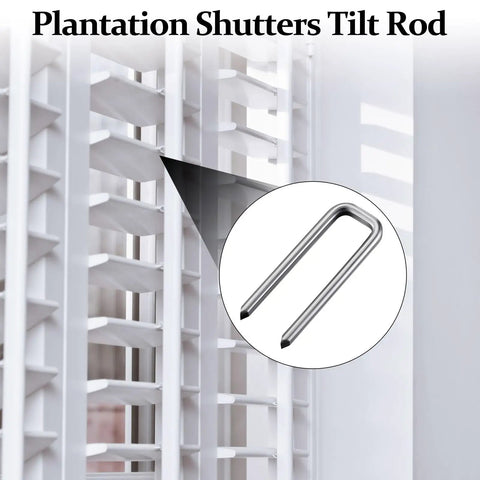 Tough As Nails Plantation Shutter Louver Staples Kit 40 Pieces Heavy Duty Repair Hardware close-up of tilt rod clip.