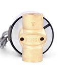Three Eighths Inch NPT Brass Electric Solenoid Valve DC12V Normally Closed For Water Air Diesel, front view with brass body.