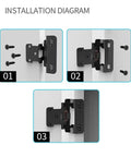 Installation diagram for Self Closing Cabinet Hinge Set, Soft Close Overlay Flush Hinges, 2 Pack Door Hardware