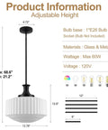 puncoll 13.8‘’ Vintage Milk Glass Pendant Light Kitchen Island adjustable height with glass and metal materials.