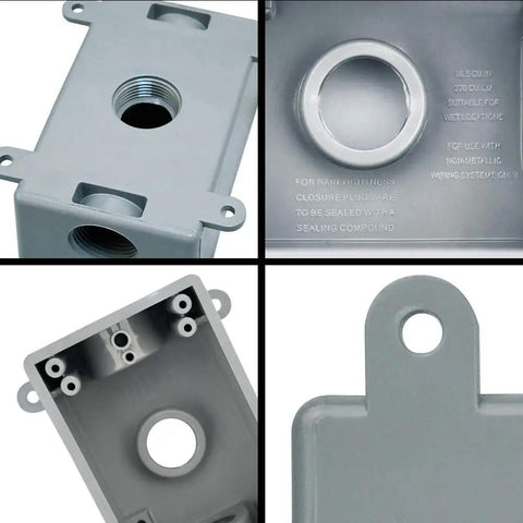 Weatherproof Outdoor Single Gang Electrical Box For One Half Inch Or Three Quarter Inch Conduit, UL Listed Plastic Junction Box