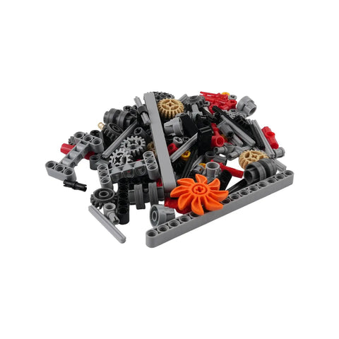 Pile of parts from 6 Speed Manual Transmission Model Kit With Differential Gear For Hands On Mechanical Engineering DIY Projects