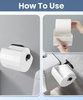 Paw Proof Toilet Paper Protector Cover In White Designed To Keep Sneaky Cats And Goofball Dogs From Messing With Your Paper Rolls Anywhere Around The House Or Apartment Area, shown mounted with usage instructions.