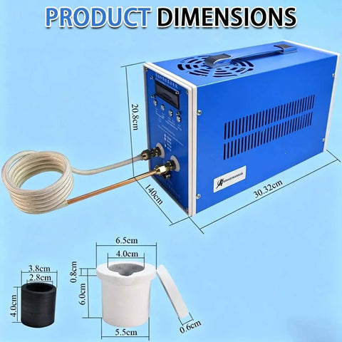 Industrial Grade High Frequency Induction Heater With Kick Ass Flameless Heating For Metal Quenching And Forge Welding Pro Shop Hardware Processing Tool with dimensions.