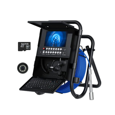 Built Tough 50M Pipe Inspection Camera With A Bright 7 Inch Ip Monitor And Built In Dvr Recorder prepacked with 16GB card.
