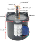 Beefed Up 60KTYZ 110V Gear Motor With Fixed Bracket And Switch Plug Extension 1.5 RPM 90 Kgf Cm Torque dimensions shown