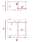 Modern Two Piece Light Grey Cabinet Set Featuring Dual Countertops Spacious Storage Console For Living Room dimensions and measurements.