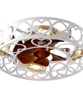 Low Profile Caged Ceiling Fan With Lights Remote Control, Flush Mount Cool Modern Industrial Fan With 6 Speeds, White Cage Design