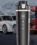 Grind Hard Play Hard 12 And 24V Car Kettle Boiler 500 Milliliter Hot Water Heater, portable with temperature display for vehicles.
