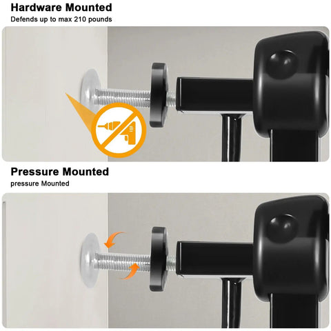 Mounting options for Extra Wide Baby Gate for Doorways and Stairs, Tension Indoor Safety Gate in Black Metal