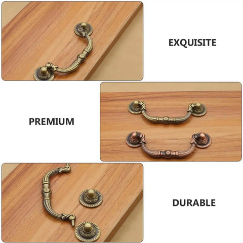 Two Pack Retro Drop Pendant Drawer Pulls Cabinet Handles Antique Style With Vintage Vibe Knobs And 9.6cm Hole Spacing on wood