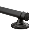 Close-up of Belfield Matte Black 18-Inch Bathroom Grab Bar with traditional design, heavy duty stainless steel, ADA compliant.