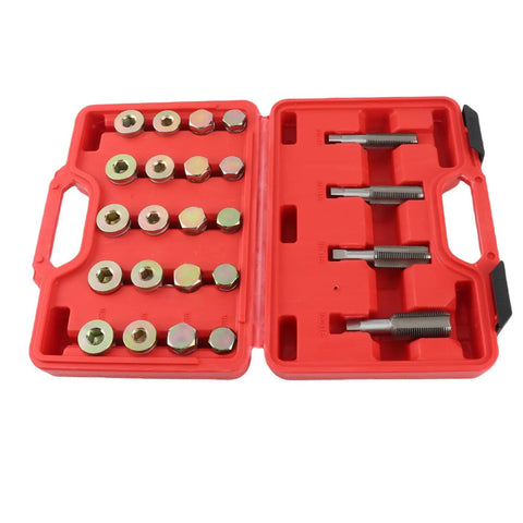 Ultimate Engine Oil Pan Thread Repair Kit, 64 Piece Set With Oversized Taps And Plugs, Fixes Stripped Drain Plugs On Cars And Trucks Fast red case