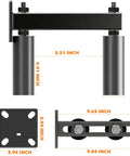 6 Inch Slide Gate Guide Roller With UHMW Nylon Durable Adjustable Support Assembly in black, side and top views displayed with measurements.