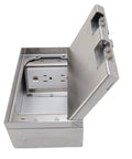 Heavy Duty Stainless Steel Recessed Floor Power Outlet Kit With Usb A Charging Port And Ethernet Jack Flush Mount Electrical Box open view