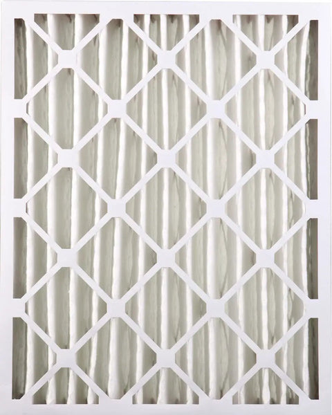 Front view of Pleated MERV 13 Air Filters 16x20x4 6 Pack With Actual Size 15.5 x 19.5 x 3.63 showing pleated design and grid cover.