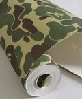 Roll of Green Camouflage Peel And Stick Vinyl Contact Paper For Walls Cabinets Shelves Dresser Drawers And Furniture Decals Removable Waterproof Self Adhesive 17.7 By 117 Inches Ideal For Diy Projects And Rental Decor on white background