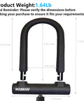 Heavy Duty Bike U Lock With 5 Foot Security Cable And 17mm Shackle, Includes 3 Keys And Mounting Bracket, dimensions shown