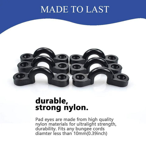 Pro Grade Kayak Pad Eye Rigging Kit With 10 Nylon Pad Eyes 20 Stainless Rivets And 20 Rubber Washers For Deck Tie Downs