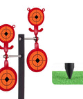 Spinning Steel Target Set for Practice and Competition featuring bear designs, showing bullseye hit area and durable mounting on grass