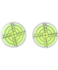 Ehlivhall 2Pcs For Mini Bubble Level 32X7mm For Acrylic For Spirit Level, green circular bubble levels showing measurement marks.