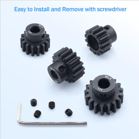 Pinion Gear Set M1.5 14T 15T 16T 17T 8mm Shaft Steel For RC Cars 1 To 5 1 To 6 1 To 7 1 To 8 1 To 10 Fits Traxxas Arrma HSP HPI Axial Losi Brushed Or Brushless Motors