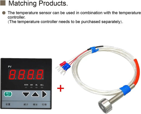K Type Thermocouple Magnetic RTD Sensor Temperature Magnetic Mount Surface Mount Probe Gold 2 Meters with controller