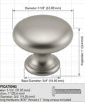 Flat Black Mushroom Cabinet Knobs Set Of 25 For Kitchen And Cabinets, Matte Round Drawer Knobs with specifications.