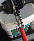 CV Joint Ear Clamp Banding Tool With Cutter for Car Repair Pro Grade Heavy Duty Pliers in use with fuel hose system.