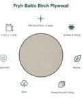Frylr Baltic Birch plywood round sheet, natural birch, 1/8 in thick, 3-layer