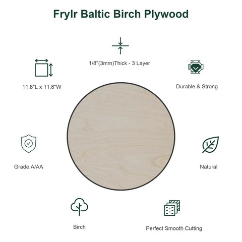 Diagram showing features of 12 By 12 Inch Premium Baltic Birch Plywood One Eighth Inch Thick Unfinished Wood AA Grade