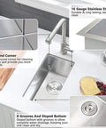 10 Inch Bar Sink Undermount For Wet Bars And Small Kitchens, 16 Gauge T304 Stainless Steel Single Bowl with modern kitchen setup