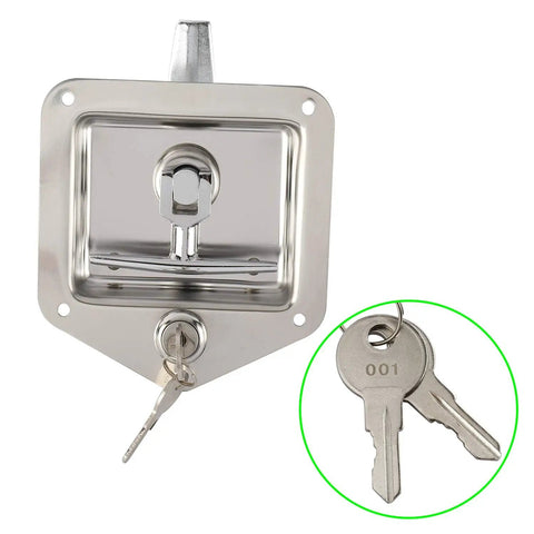 4 Pack Stainless Steel Car Trailer Door Latch T Handle Locking Paddle Entry Door Lock With 8 Keys, Rust Proof And Weather Resistant