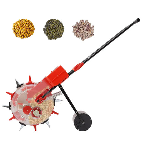 Walk-Behind Seed Planter For Precision Row Crops A No-Fuss Manual Seeder With Six Seeding Nozzles Adjustable Depth 1.38-3.07 Inches